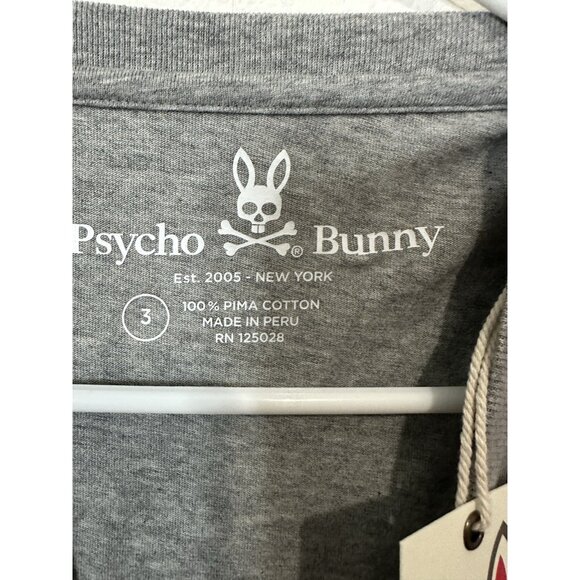 Psycho Bunny Men’s Heather Gray Pima Cotton Meridian Graphic T Shirt Size 3 (XS) - Picture 5 of 8